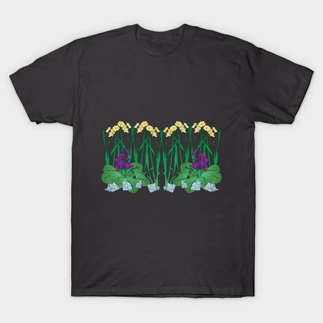 Daffodil and African Violets T-Shirt by OrangeEdenDesigns